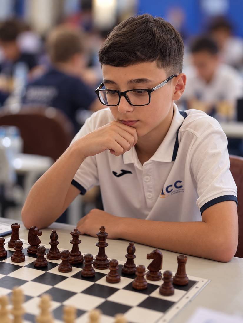 Andrei, sportiv de performanță al International Chess Club Iași, la un concurs de șah