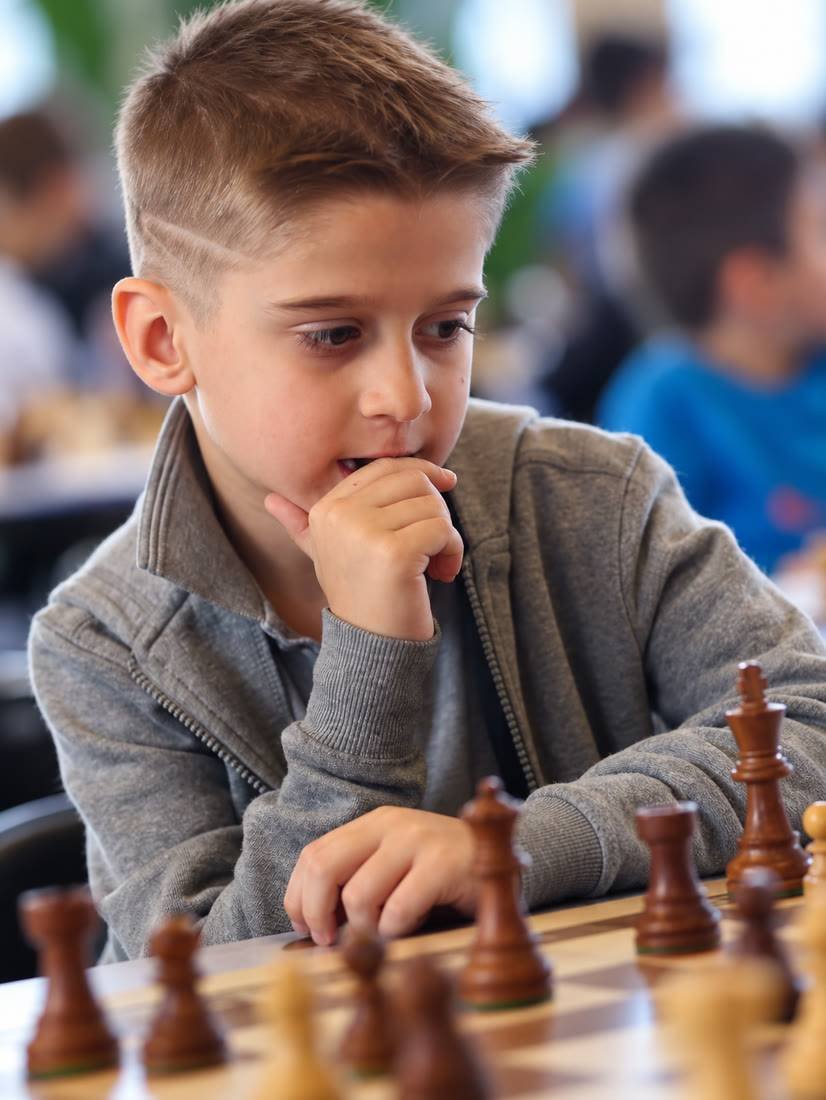 Silivestru, sportiv de performanță al International Chess Club Iași, concentrat la tabla de șah